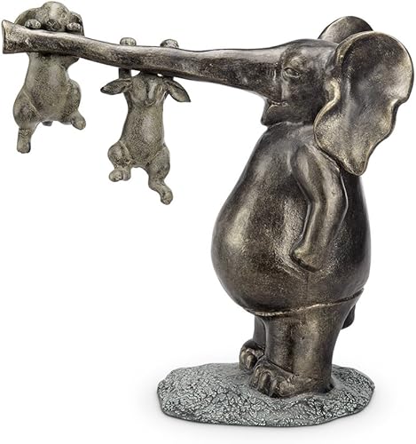 SPI Escultura de elefante y conejos de aluminio para colgar en la decoración al aire libre