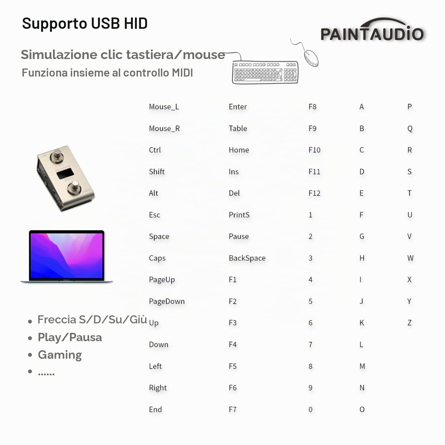 Paint Audio MIDI Captain DUO Controller a pedale tastiere multi-effetto sintetizzatore USB-DAW DSP Software USB-HID Supporto Multi-stato Switch Ciclismo