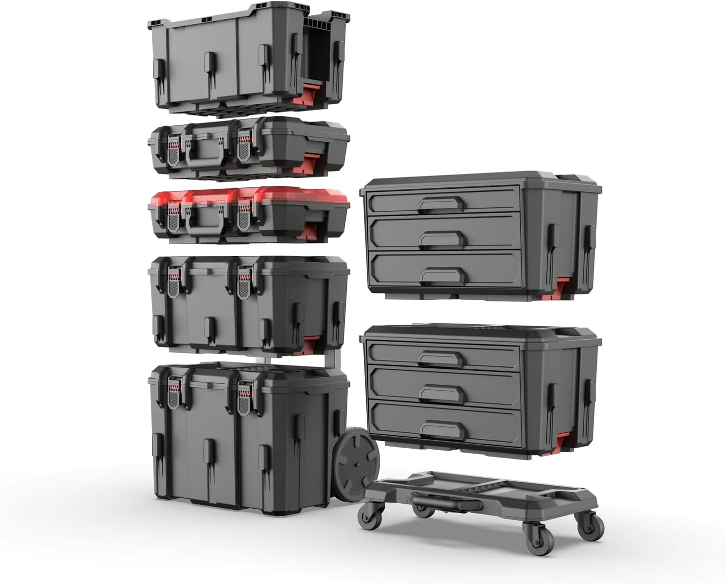3-Drawer Tool Storage Box - Stackable Design, Sturdy Durable Build for Garage/Workshop/Job Sites, Classified Tool Organization