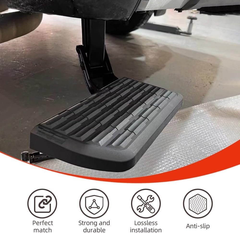 Retractable Rear Bumper Side Step Compatible with Ford F-150 2015–2020, Truck Bed Access Step with Mounting Hardware, Black