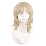 MapofBeauty 14 Inch/35 cm Short Cosplay Wolf Tail Synthetic Side Bangs Party Wig (Blonde)