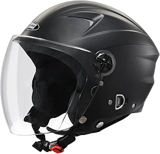 STUDDS RAY ISI Certified Open FACE Helmet for Men and Women with D - Ring Lock (Black-M)