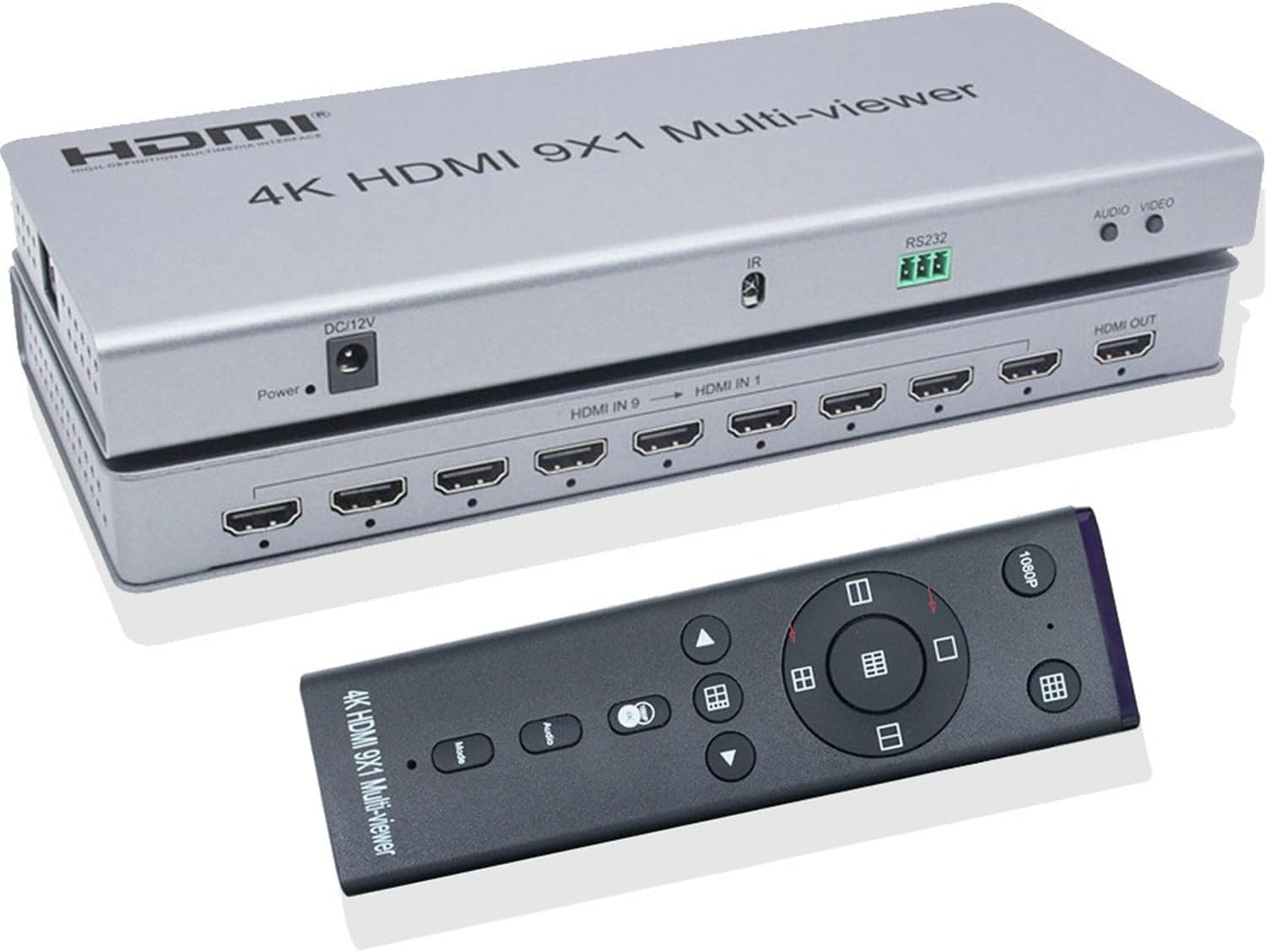 HDMI 8X1 Multi Viewer Splitter,4K HDMI 8x1 Quad Multi-viewer Switcher 8 9 in 1 Out Seamless Switch 9x1 Multiviewer Picture Splitter HDTV Display Screen Divider (9X1)