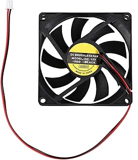 Ventilador extractor UPC Ventilador DC 12V 0.18A 2 Conector de pin ORDENADOR PERSONAL Ventilador de enfriamiento de la caja 80x80 mm Ventilador de ventilación simple con cable de 10 pulgadas, negro Ex