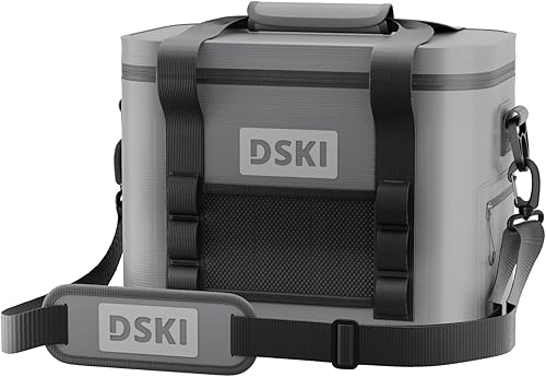 DSKI Enfriador de 34 latas de lados blandos plegable, a prueba de fugas, uso como enfriador de playa, bolsa de hielo suave, hielera o enfriador de