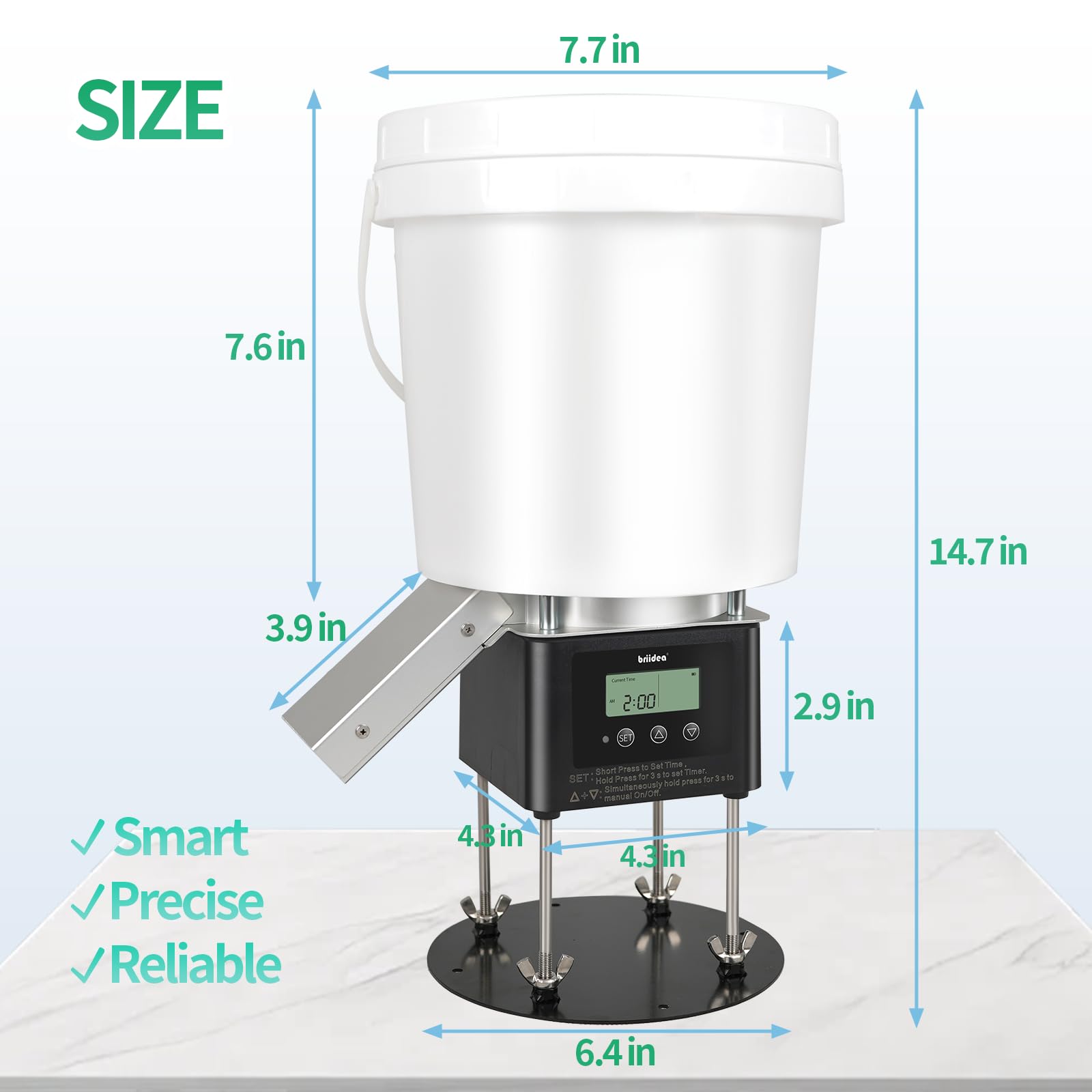 briidea - Comedero automático de peces para estanque, comedero de estanque al aire libre con capacidad de 4 litros, alimentación temporizada, sistema antiobstrucción, diseño a prueba de vida silvestre
