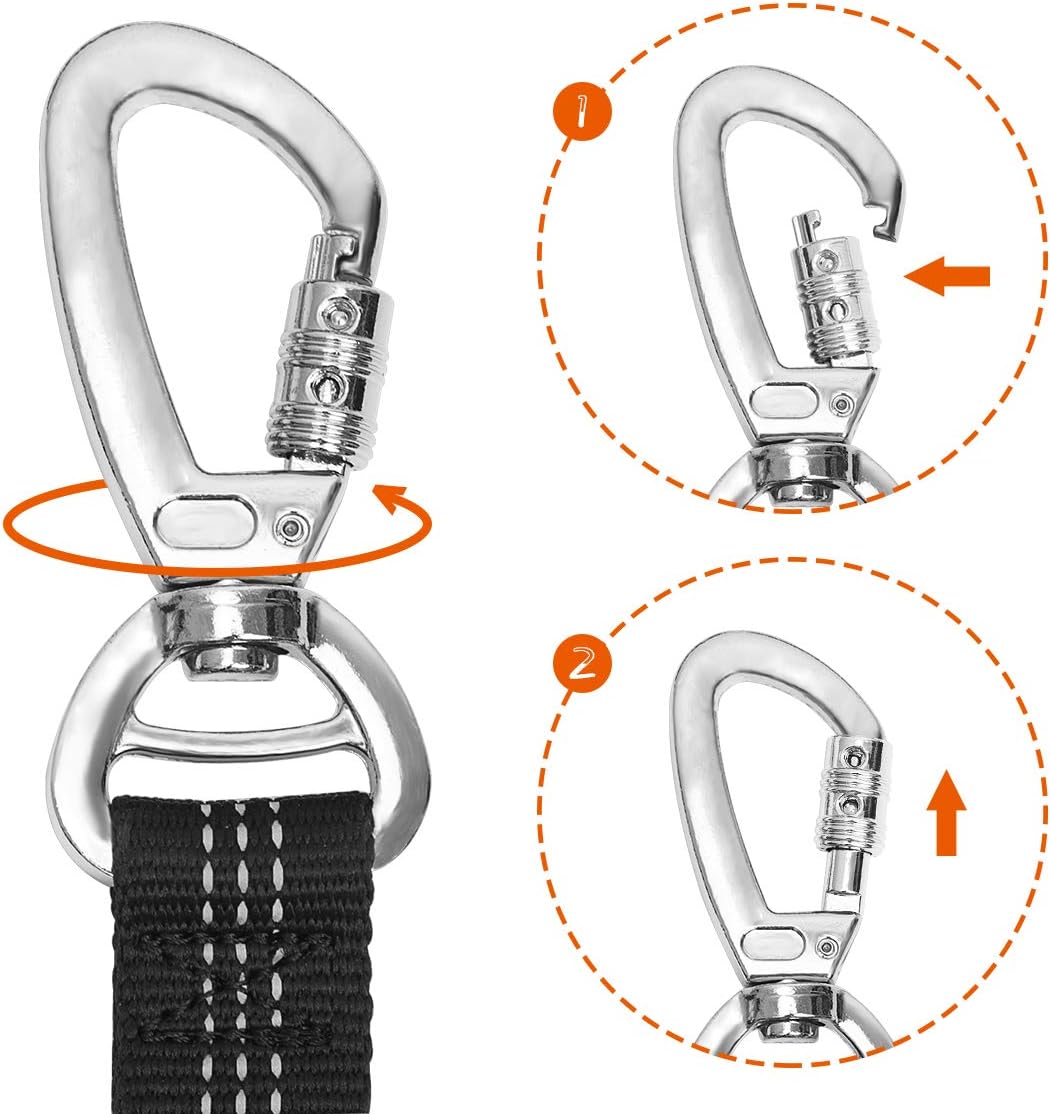 BARKLESS Upgraded Bungee Dog Leash for Medium Large Dogs, 6ft Multifunctional Shock Absorbing Leash with Car Seat Belt, 2 Padded Handles for Walking Training Extra Control