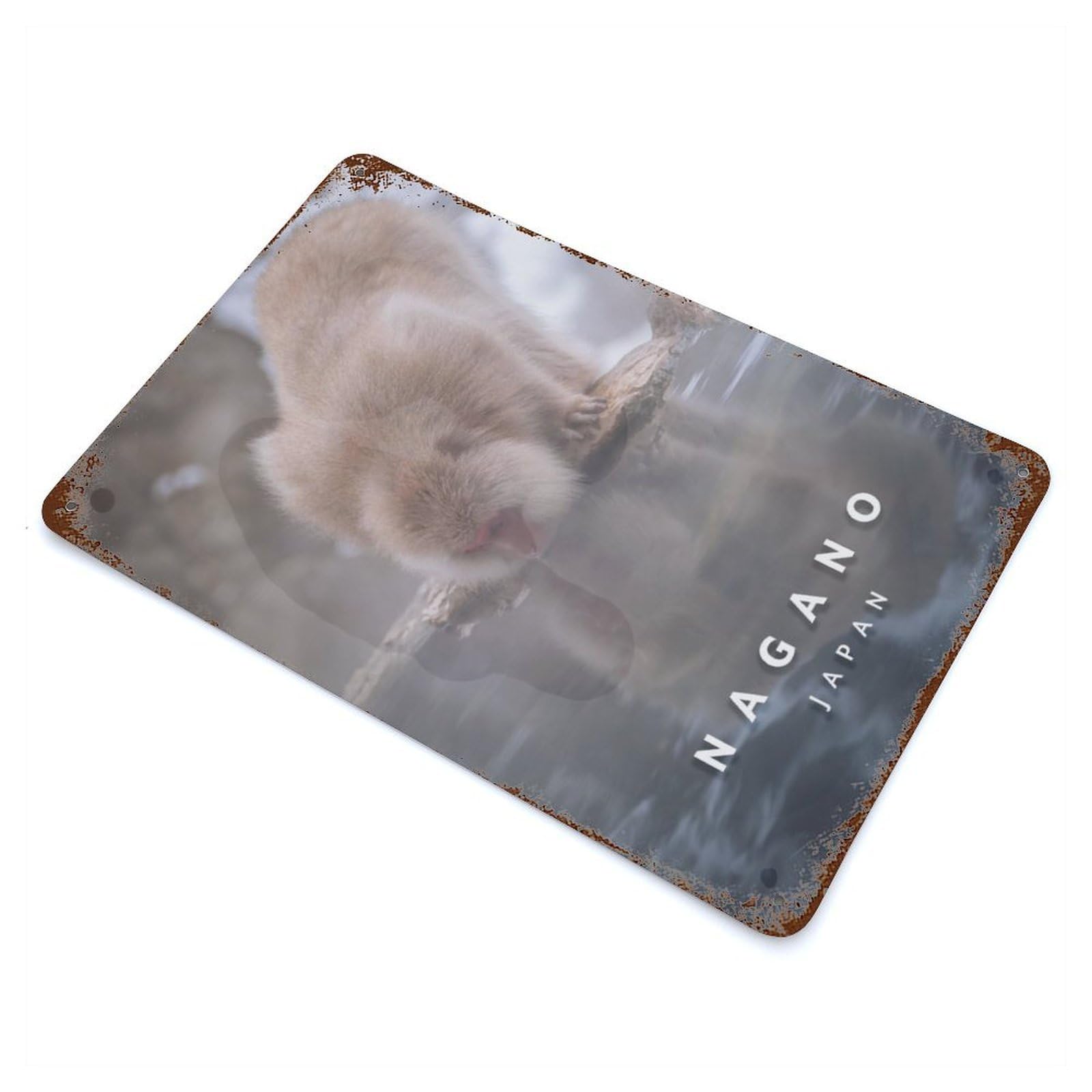 Nagano Monkey Park Decorative Tin Sign 11.8"x7.9", for Farmhouse, Kitchen And Entryway Decor, Shabby Chic Decor