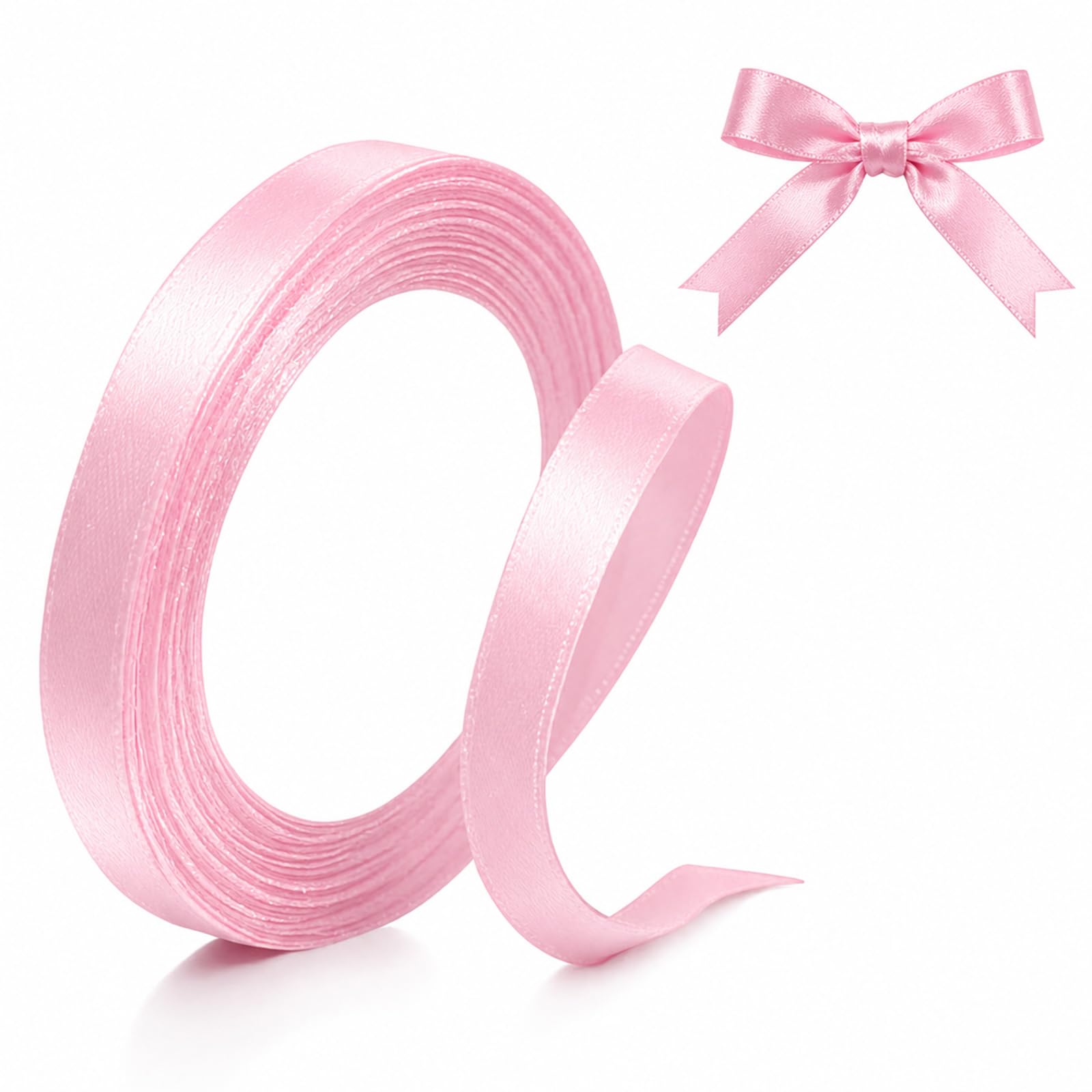 20mm Light Pink Satin Ribbon, Thick Fabric Ribbons for Gift Wrapping & Crafting, Ribbon for Balloons, Cake, Bouquet, Wedding, Party, Christmas Decorations, 22.8m