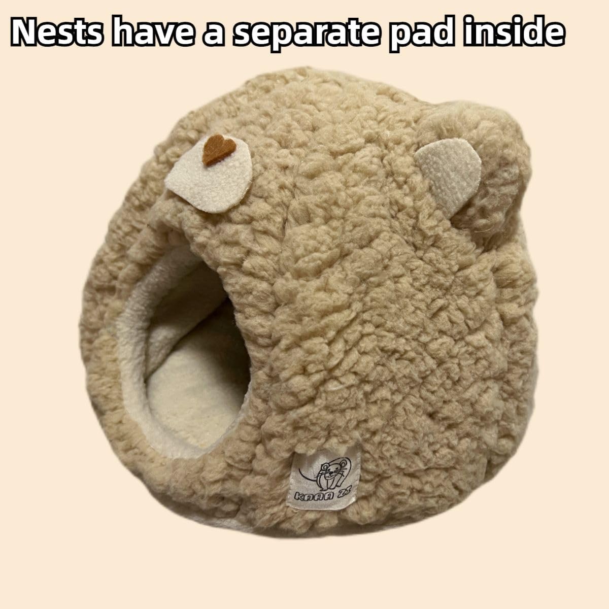 Rat Hamster Warm Bed House Cushion Fleece Hut Cute Bear Nest for Mini Small Animal Mice,Sugar Glider,Chinchilla,Dwraf Hamster (Dia. 13.78 in)