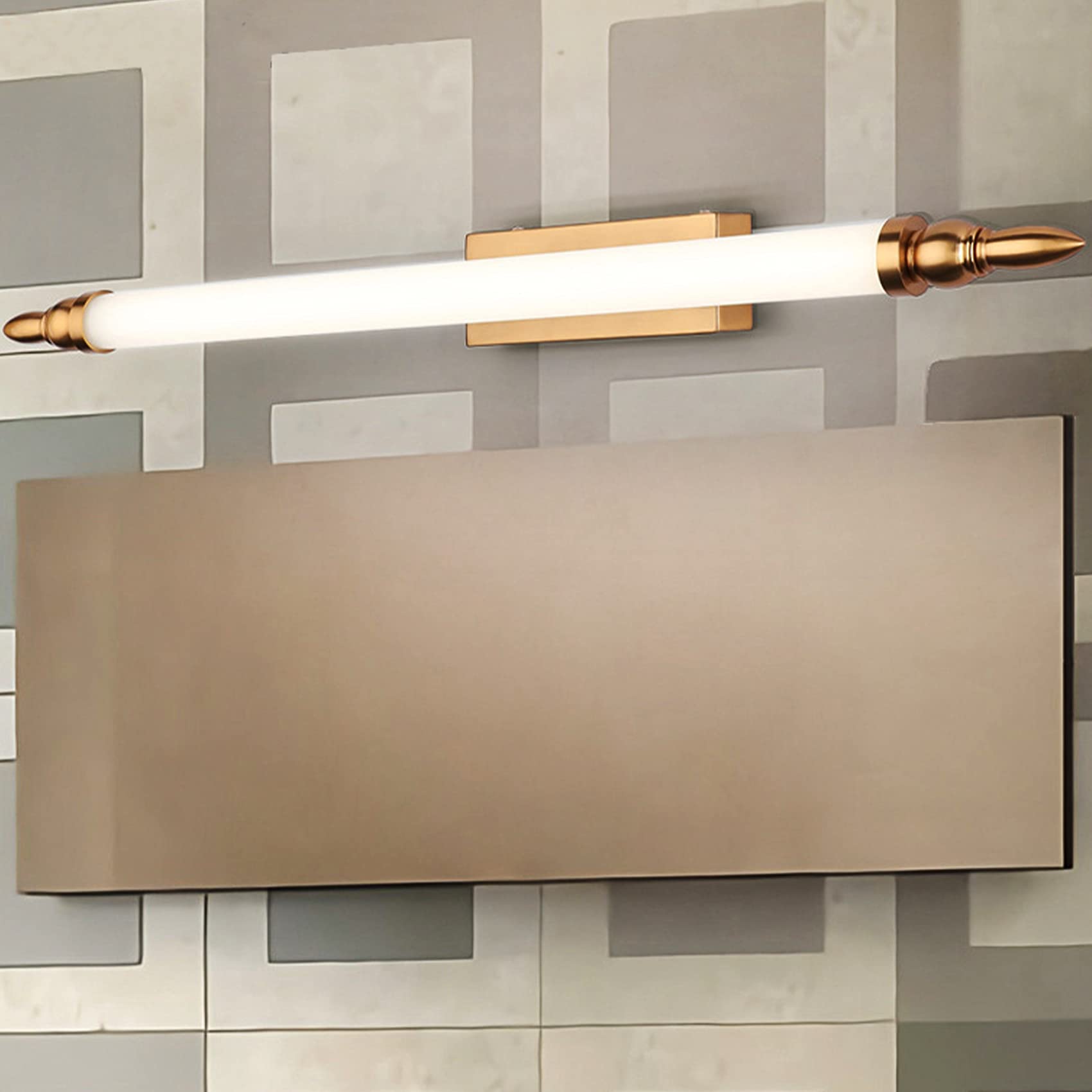 Lampy ścienne, Oświetlenie lustra łazienkowego LED, lustrzana lampa czołowa do antycznych metalowych luster łazienkowych złota lampa lustra w łazience/65 cm