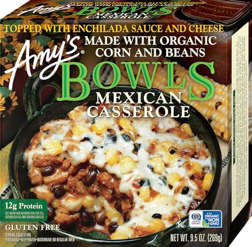 Amy's Frozen Meals, Mexican Casserole Bowl, Made with Organic Tomatoes, Corn and Black Beans, Gluten Free, 9.5 oz.