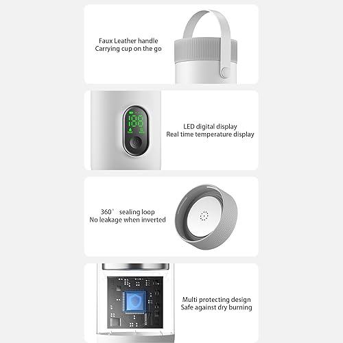 Miniatura 6 de Hervidor eléctrico de viaje, 11.8 fl oz, portátil, inalámbrico, USB, de ebullición rápida, caldera de agua de acero inoxidable, para oficina al aire
