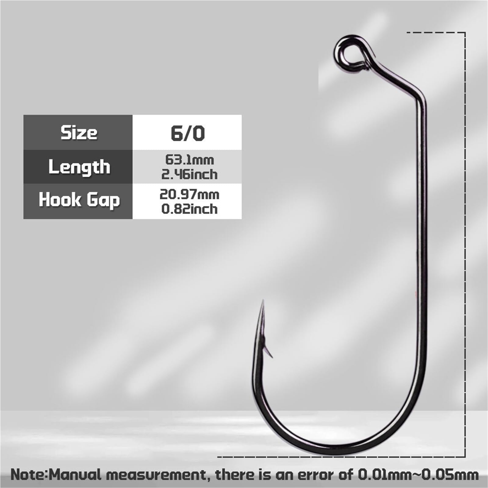 Angelhaken Jig-Haken, 60 Grad, Angeln, 25 Stück, Karbonstahl, Langer Schaft, Kopfform, Salzwasser-Gerät
