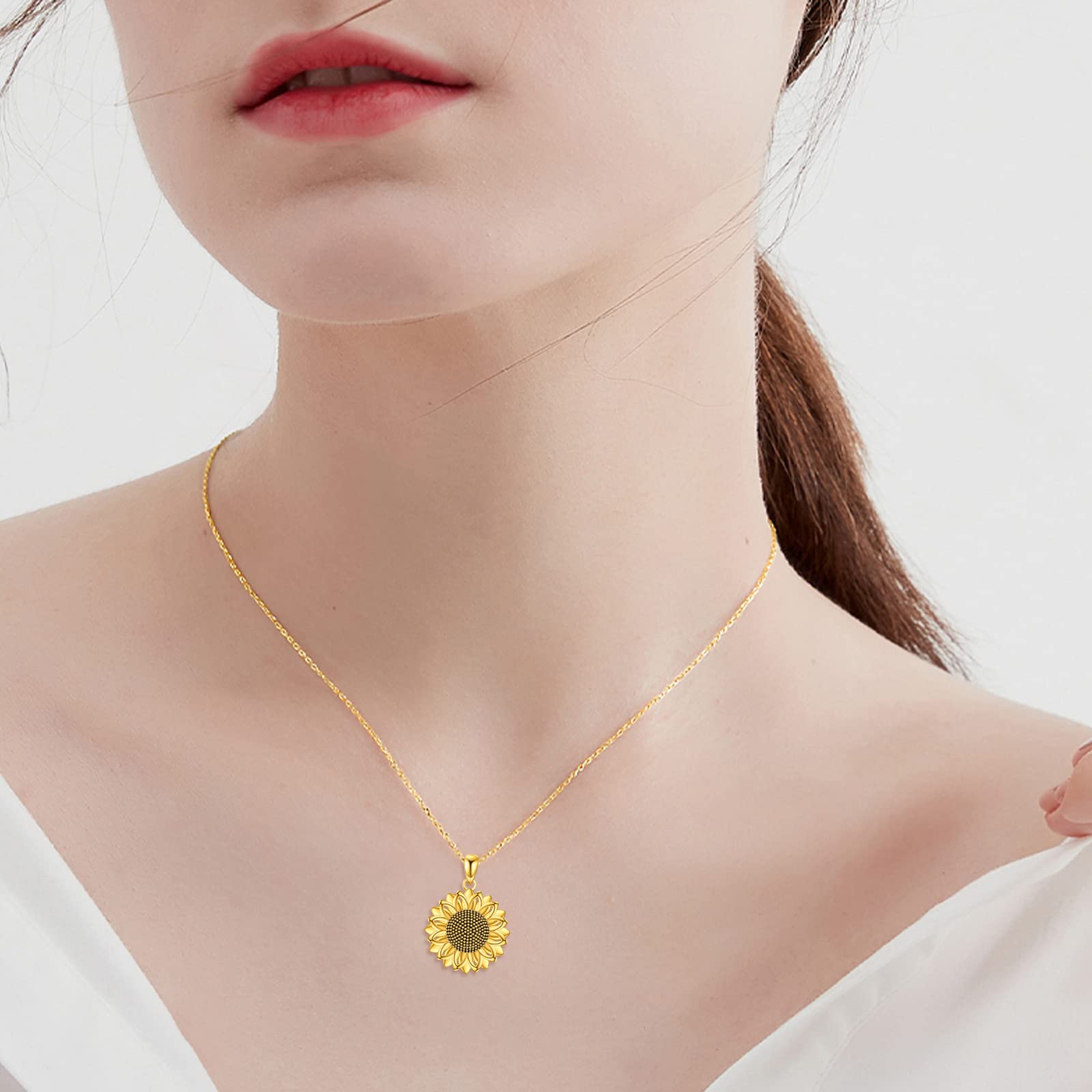 YFN Collana di girasole da donna in argento Sterling con girasole per mamma