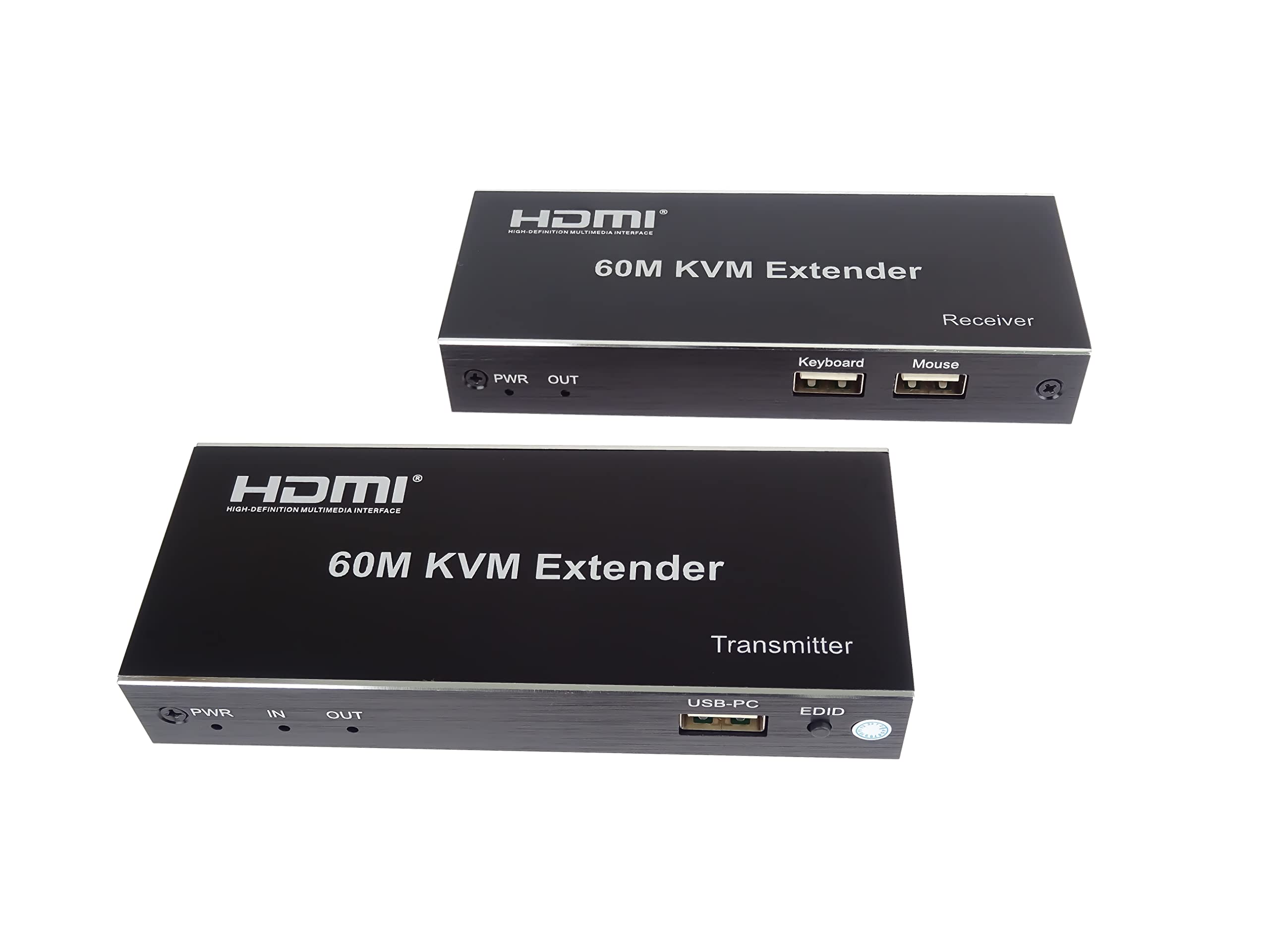PremiumCord Extender HDMI KVM con 2 x USB Fino a 60 m con Audio Tramite Cavo Patch Cat5e/Cat6, Compatibile con Full HD 1080p 60Hz, alloggiamento in Metallo