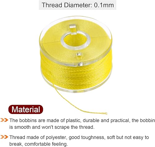 Miniatura 5 de HARFINGTON Hilo de bobina preenrollado con estuche de plástico de almacenamiento para máquina de bordar y coser, color amarillo