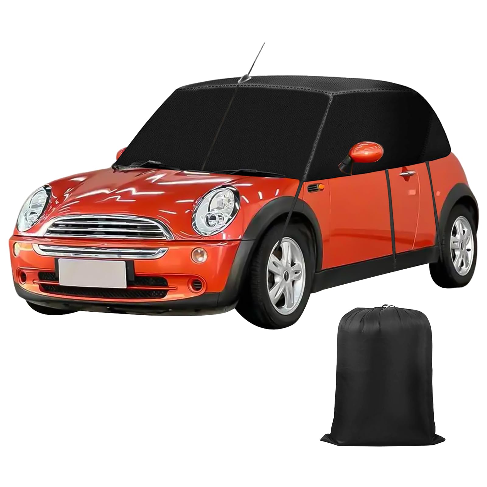 Halbgarage für Mini Cabrio R52 R57 F57 2005-2022, 600D Halbgarage Autoabdeckung Wasserdicht Ersatz, mit Riemen & Antennenloch, Softtop Dachschutz UV Regen Sonne Staub Schutz (Schwarz)