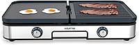 Gourmia 3-in-1 Indoor Electric Grill & Griddle Combo: Reversible Nonstick Plates, Dual Zones, XL Surface, 200-450°F