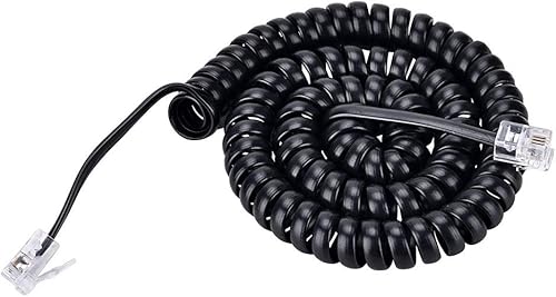 Miniatura 1 de Cable de teléfono Teléfono Receptor RJ9 Cable de bobina de alta elasticidad Cable rizado de 10 pies sin enrollar (1.2 pies en espiral) - Negro
