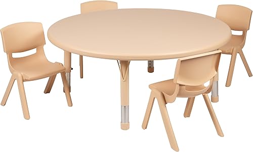 Miniatura 3 de Flash Furniture Emmy - Juego de mesa redonda de plástico azul de 45 pulgadas con 4 sillas