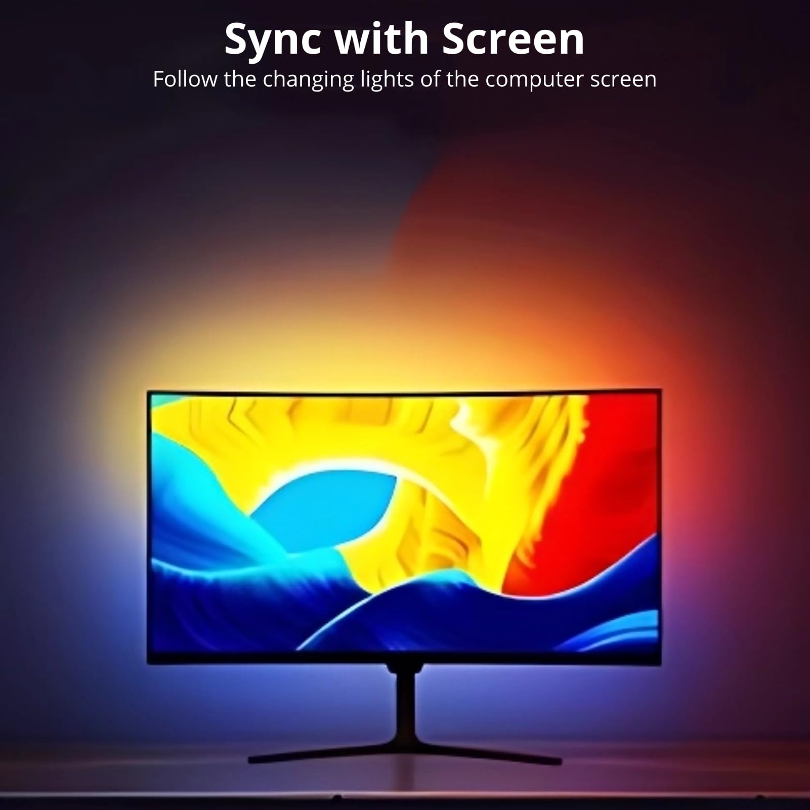 Computer -LED -Strip -Licht, RGB 54 LEDS -Bildschirm Synchronisation, Synchronisation mit Ihrem Bildschirm, Schnelles Setup, Vielseitige Beleuchtungsmodi, USB -PC