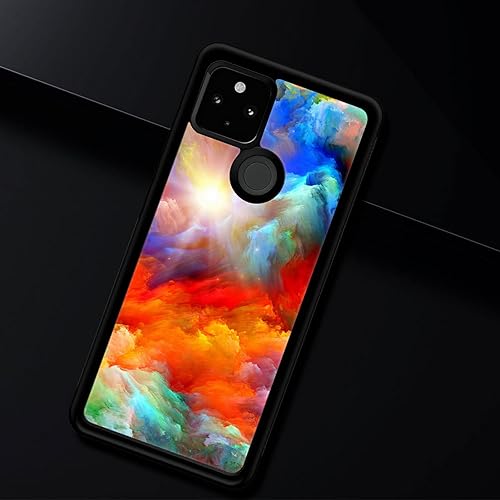 Miniatura 7 de CARLOCA Funda de acrílico duro compatible con Google Pixel 5, diseño gráfico de identidad colorido de nubes irreales, a prueba de golpes,