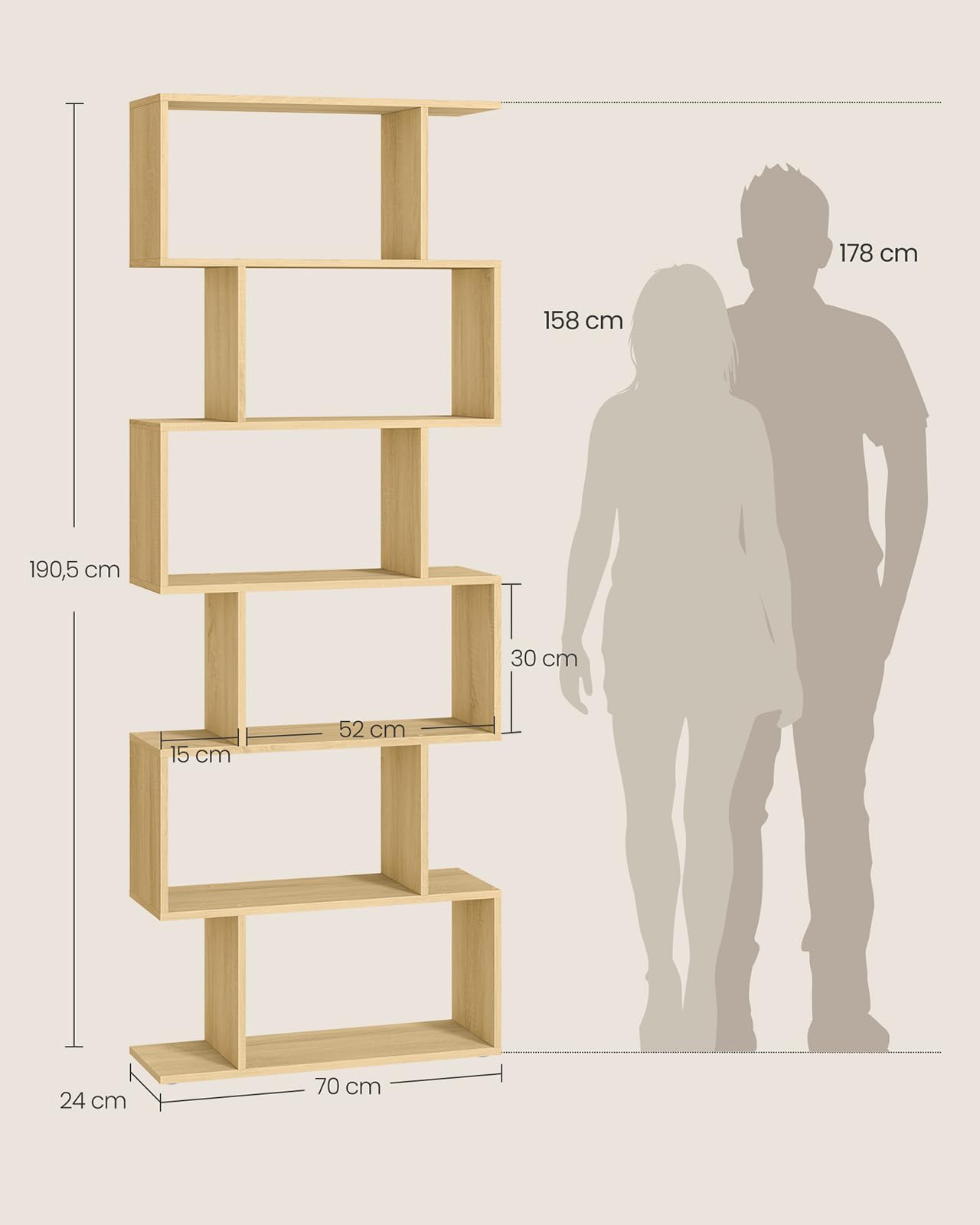 VASAGLE Greige LSS038M01 Boekenrek, set van 2, 6 niveaus, staande kast, kantoorplank, vrijstaand, decoratieve plank, presentatie, modern, voor woonkamer, slaapkamer, kantoor, greige LSS038M01