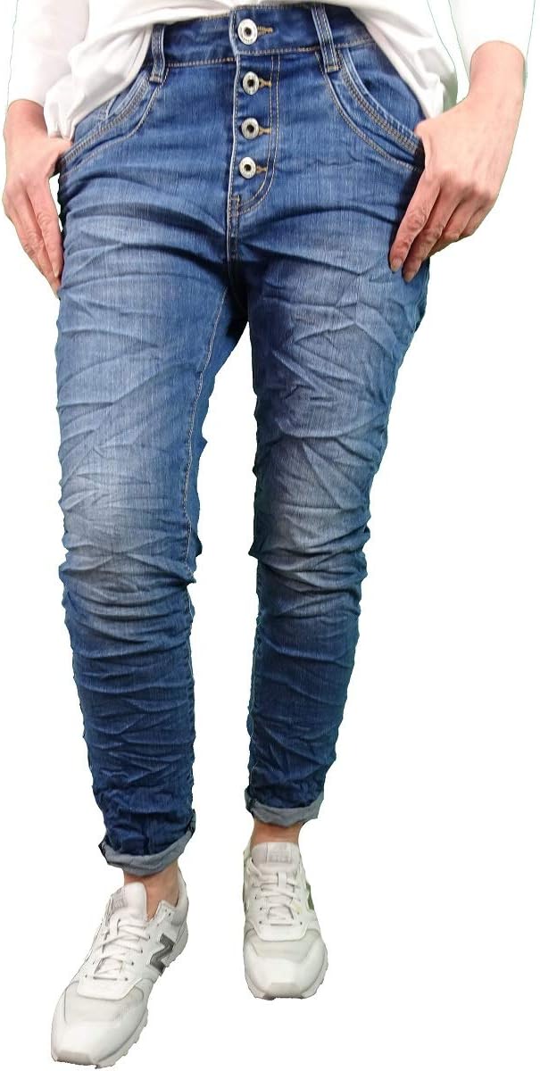 Denim Stretch Baggy Boyfriend Jeans Boyfriend 4 Buttons Open Button Placket Other Colours