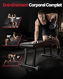 PASYOU Banc Musculation Pliable, Banc Muscu Plat et Inclinable Multi-Niveaux avec 300KG de Capacité de Charge, Réglable Banc de Musculation pour Salle de Sport à Domicile Double Cadre. - 7