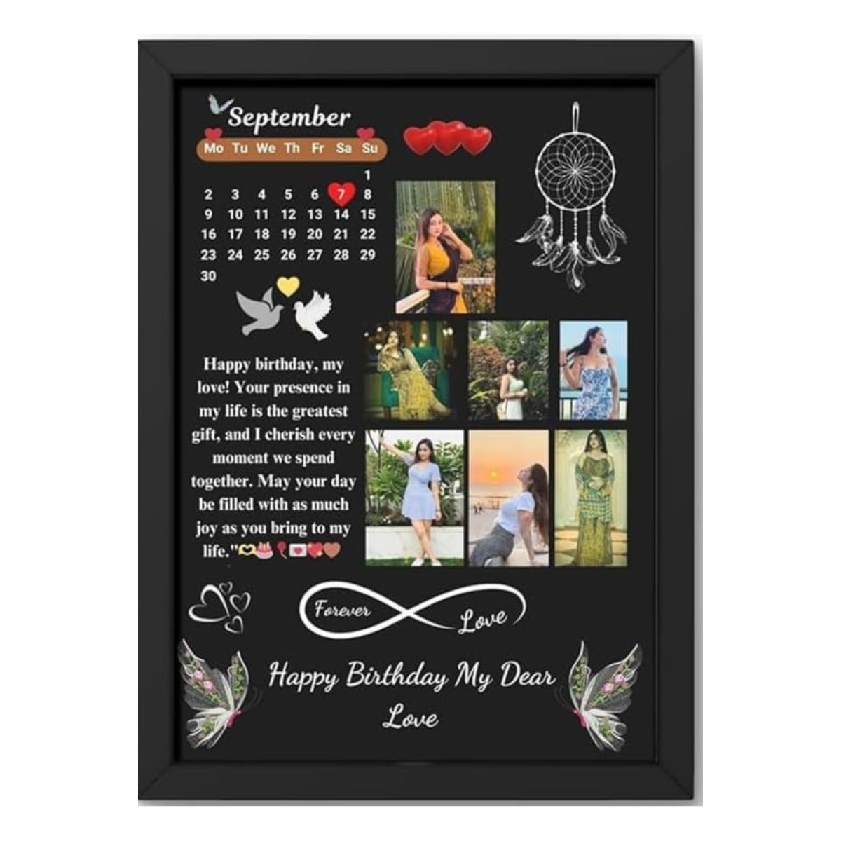 Customized Photo Frames with Photo Upload | Personalized Print | Black Wooden Frame | Customised Gift For Anniversary, Birthday, Wedding, Couples (MDF Wood, 12 X 9 Inch)-image-12