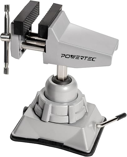 POWERTEC Tornillo de base al vacío, abrazadera de succión de mesa portátil de 2-3/4 pulgadas con cabezal giratorio de 360° para proyectos