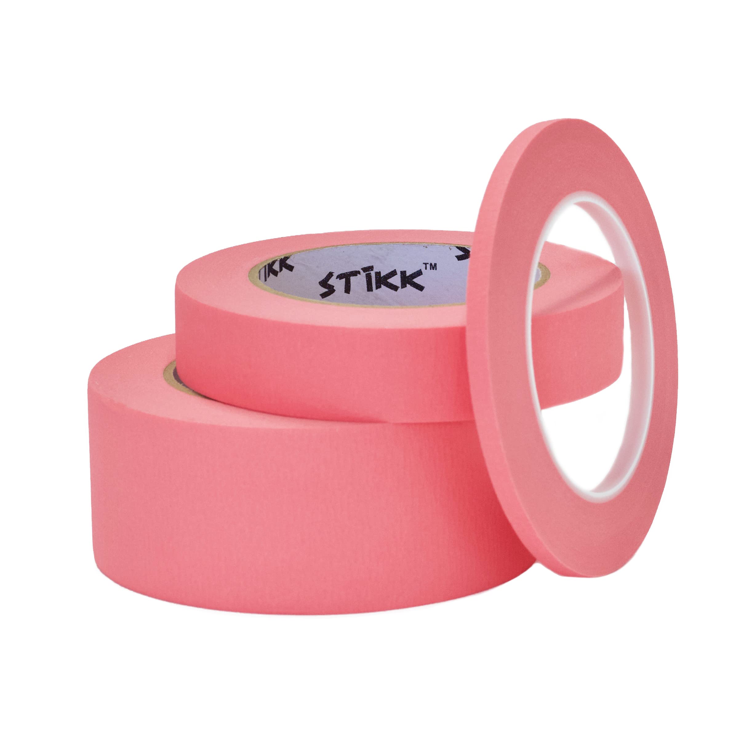 Stikk Maler-Klebeband, schmal, schmal, 14 Tage, 0,25 Zoll x 6 mm, Pink, 3 Stück