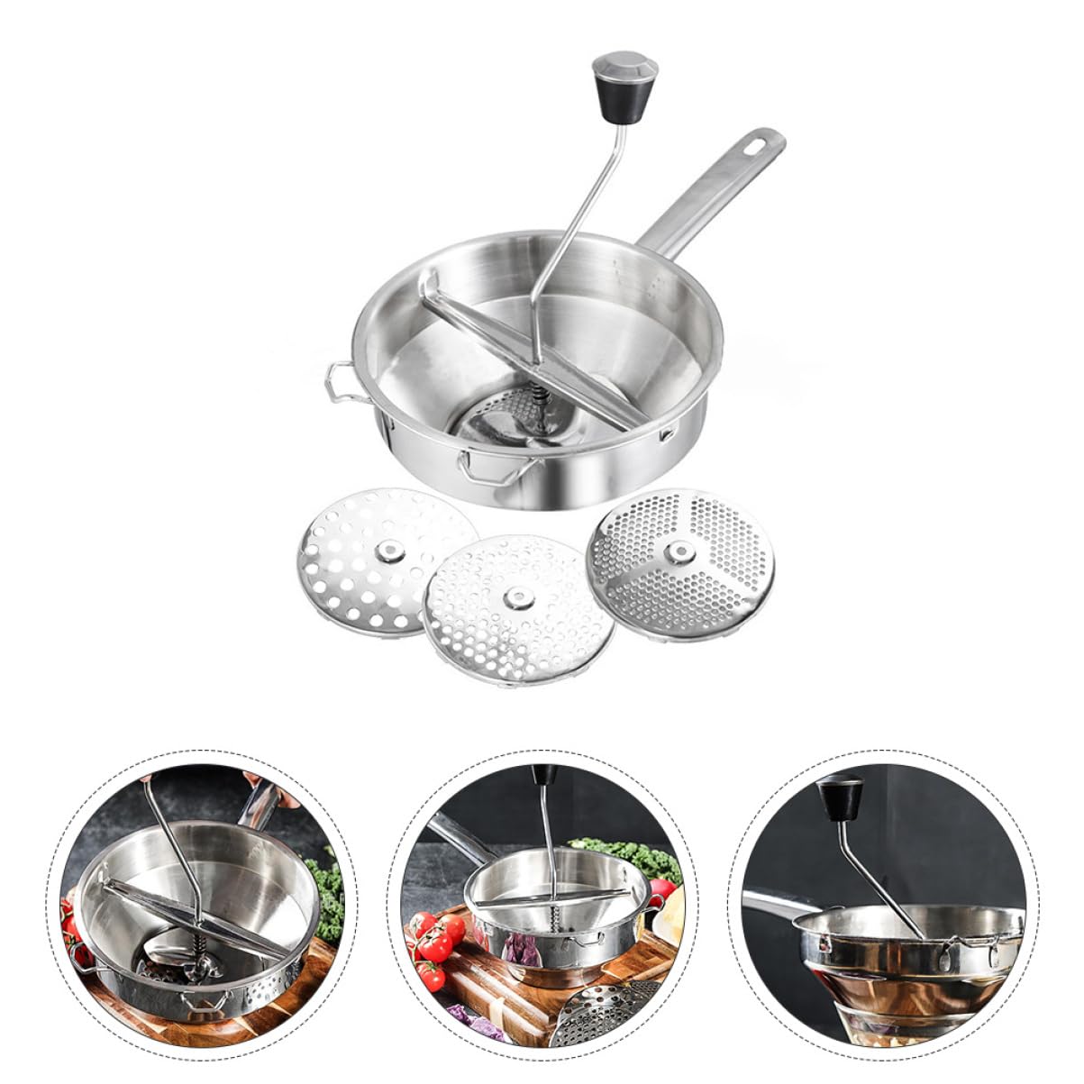 Edelstahl Speiserührer für Gemüse und Obst Küchenwerkzeug mit Sicherer Nutzung Langlebig für Kochen und Küche Silber | Küchenhelfer Edelstahl, Gemüse und Obstmühle für Küche, Sicher und Langlebig
