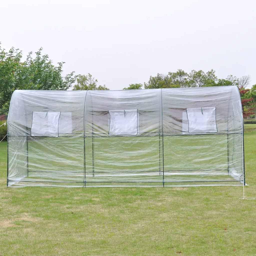 Invernadero con puerta con cremallera, cubierta verde transparente, grande y móvil para principiantes y jardineros experimentados
