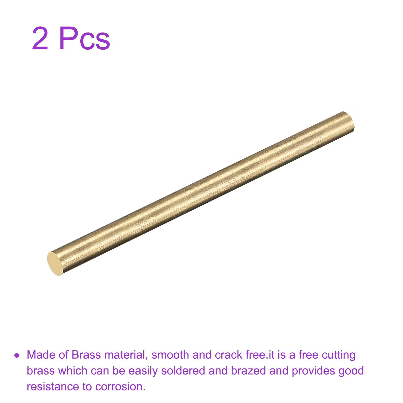 DMiotech 8Paquet 2mm X 150mm, Laiton Solide Rond Tige, Laiton Tige Tour