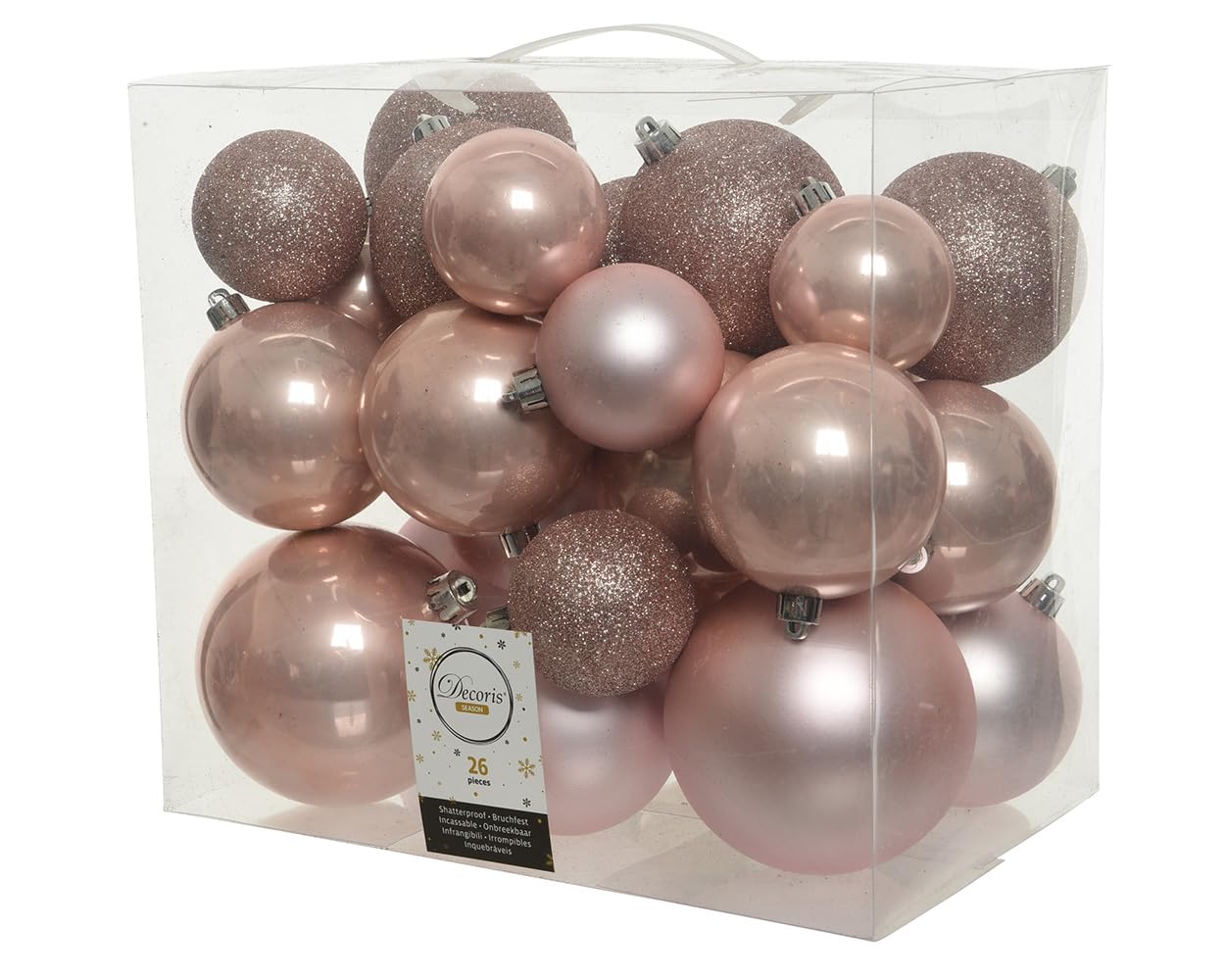 Boules de Noël rose ancien pour créer une décoration de table et sapin féerique