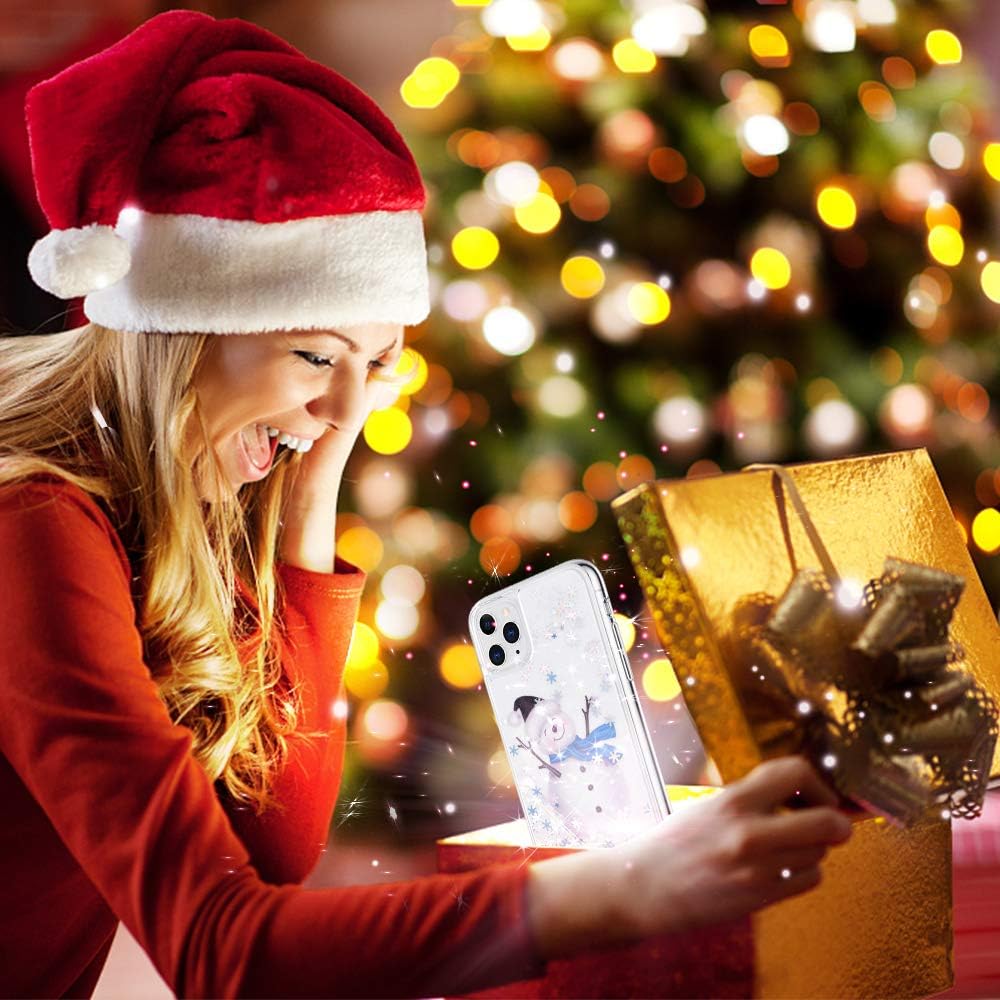 Maxdara Christmas Case for iPhone 11 Pro Max, Merry Christmas Snowman Pattern Glitter Liquid Bling Sparkle Cute Case for Girls Children Women Gifts Case for iPhone 11 Pro Max 6.5 inches(Snowman)