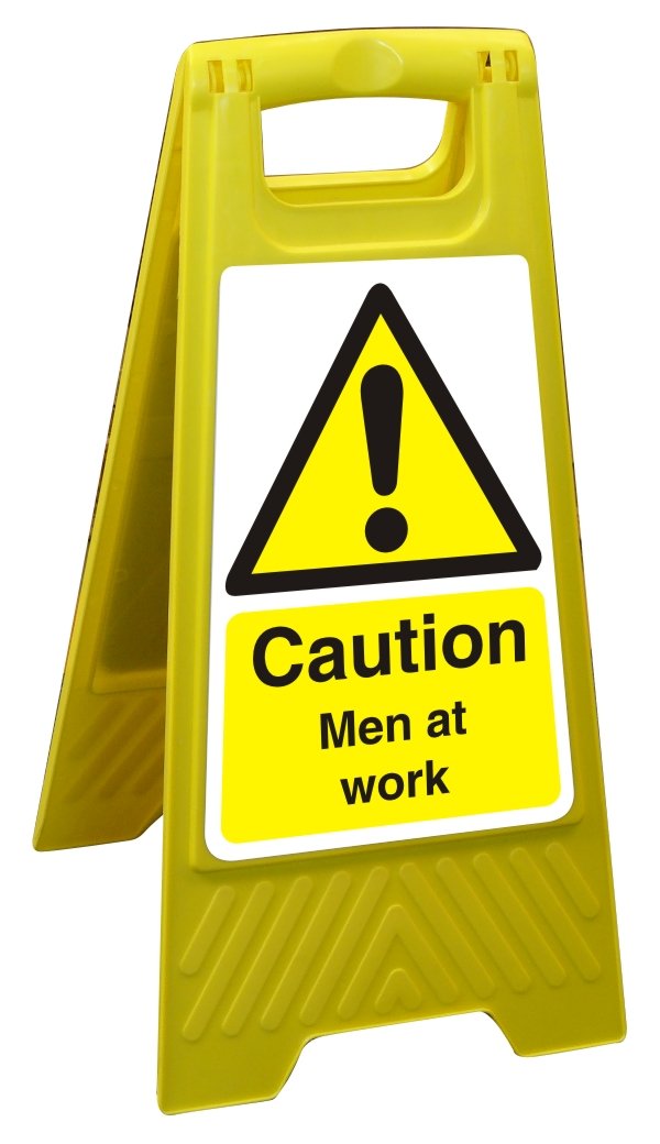 Seco Caution Men at Work Floor Standing Sign, 300mm x 600mm - Polypropylene