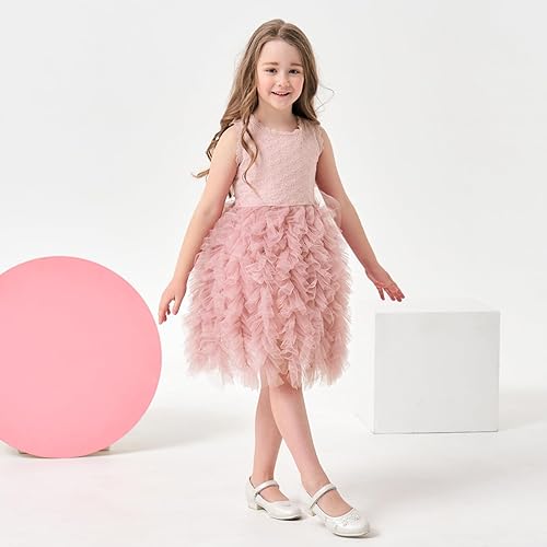 Miniatura 4 de Miipat Vestido tutú para niñas pequeñas, con volantes, de tul sin mangas, vestido de fiesta de princesa