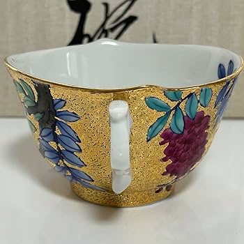 有田焼 金龍窯 江口天童 コーヒーカップ　金彩南天絵 珈琲碗　共箱 有田焼 金龍窯 江口天童 コーヒーカップ 金彩南天絵 珈琲碗 共箱