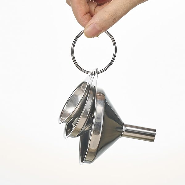 3-Piece Stainless Steel Funnel Set for Olive Oil Dispenser Bottle, Kitchen Gadget, Large & Small Sizes, for Home Use - 5