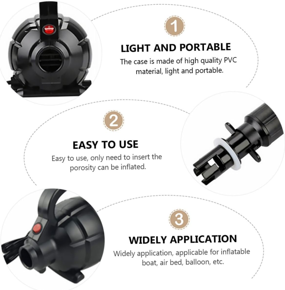 PRETYZOOM Electric Air Pump Portable Inflatable High-Pressure Inflator for Tents Boats and More Fast Inflation Deflation Compact Design for Easy Use Compatible with Power Supply