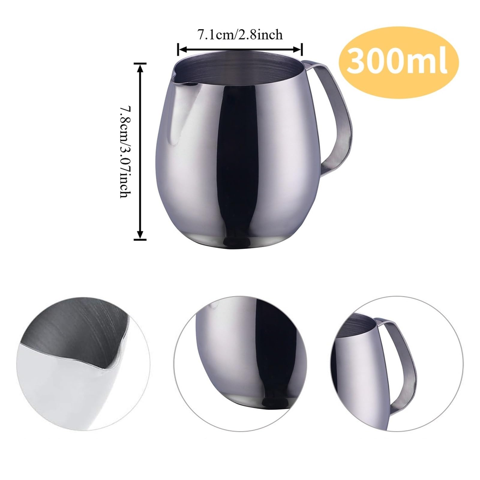 Jarra for espumar leche de acero inoxidable 10 oz - Boquilla precisión 300 ml for Latte Art y accesorios café(300ml-iridescent)