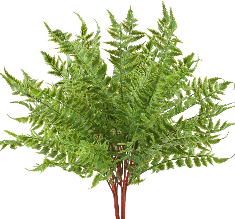 DHISUFU48cm Artificial Fern Fake Plants Artificial Boston Fern Outdoor Artificial Plants Faux Shrubs Greenery Bushes for Home Garden Verandah Wedding Hanging Basket Decor