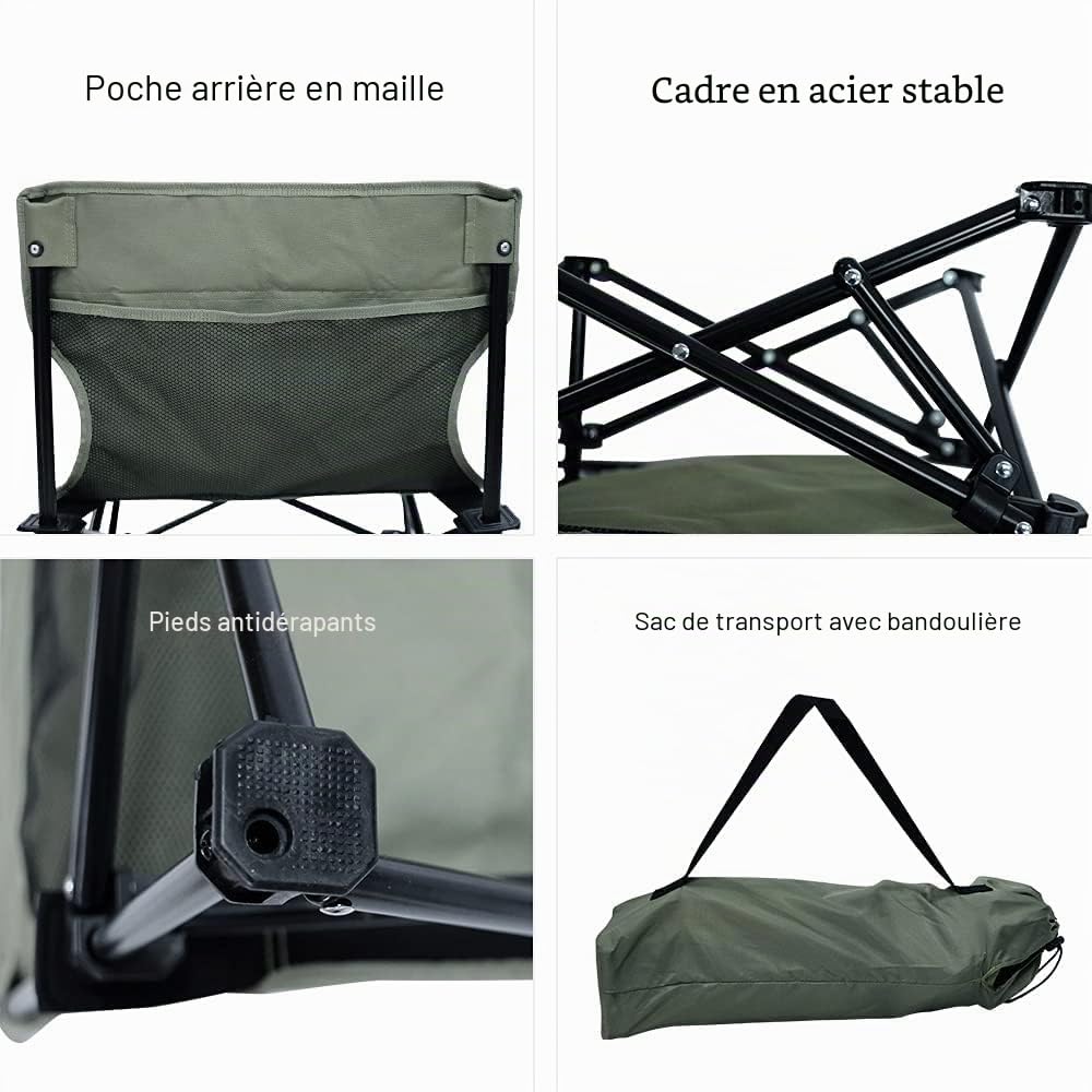 Chaise de camping pliante – Chaise de plage et de pique-nique pliable à profil bas