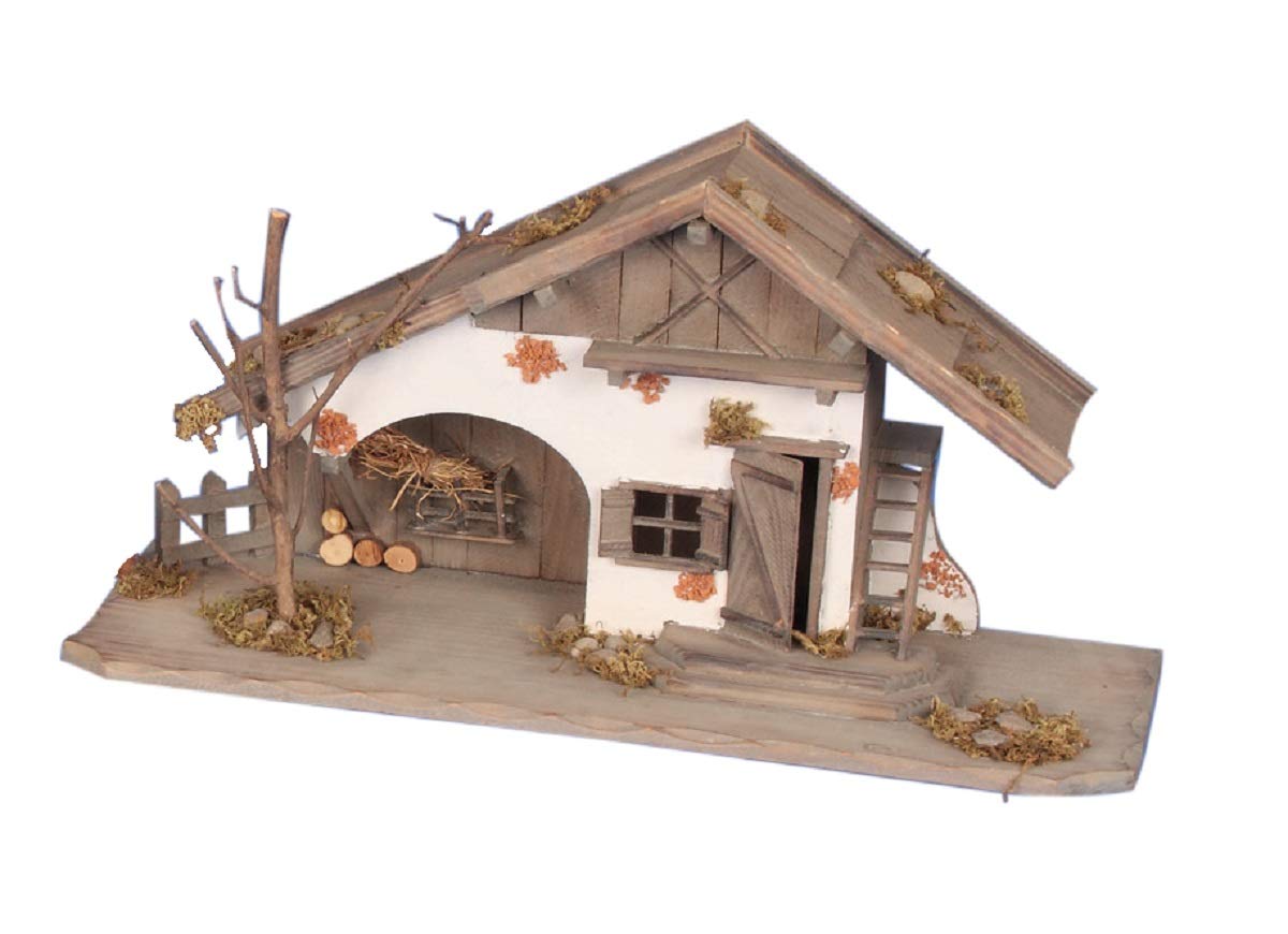 XL Modellhaus grosses Holzhaus Krippe 55cm Weihnachtskrippe