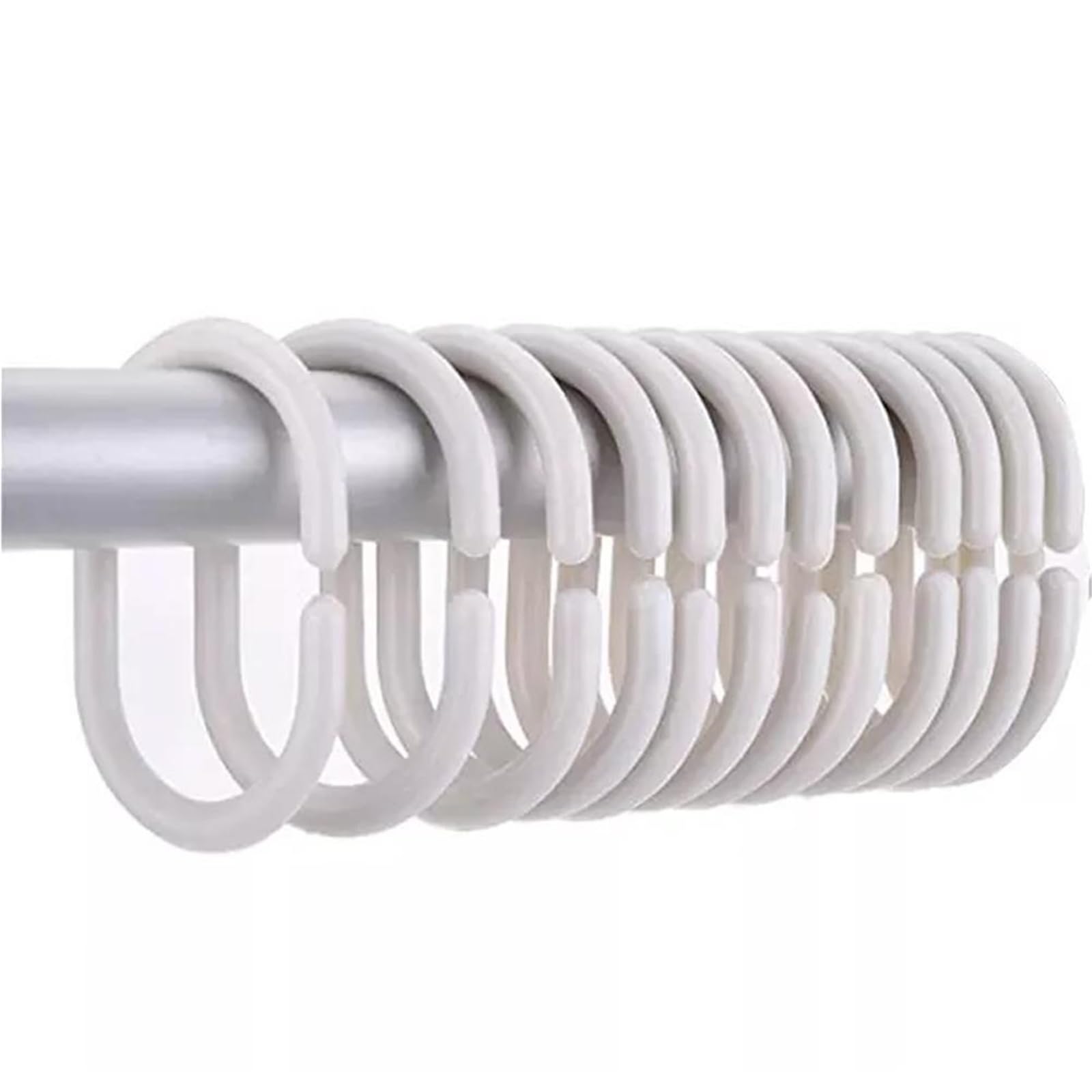 Shower Curtain Hooks 24pcs/Set C-shaped Shower Curtain Hooks PP White Multifunctional Bathroom Liner Hanger Plastic Glide Loop Clip For the bathroom(WHITE)