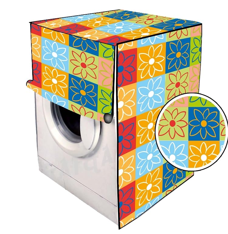 MOGNE FAB PVC Front Load Washing Machine Cover Compatible for Lg 8 KG (FHP1208Z5P) Multi Flower.