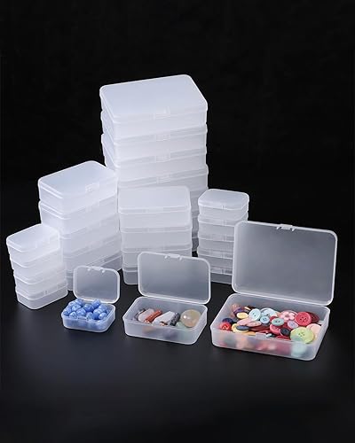 Miniatura 4 de LJY Juego de 28 minirecipientes rectangulares de plástico con tapa de varios tamaños para artículos pequeños y proyectos artesanales